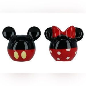 Disney Mickey & Minnie Mouse Ceramic Salt & Pepper Shaker Set in Red/Black